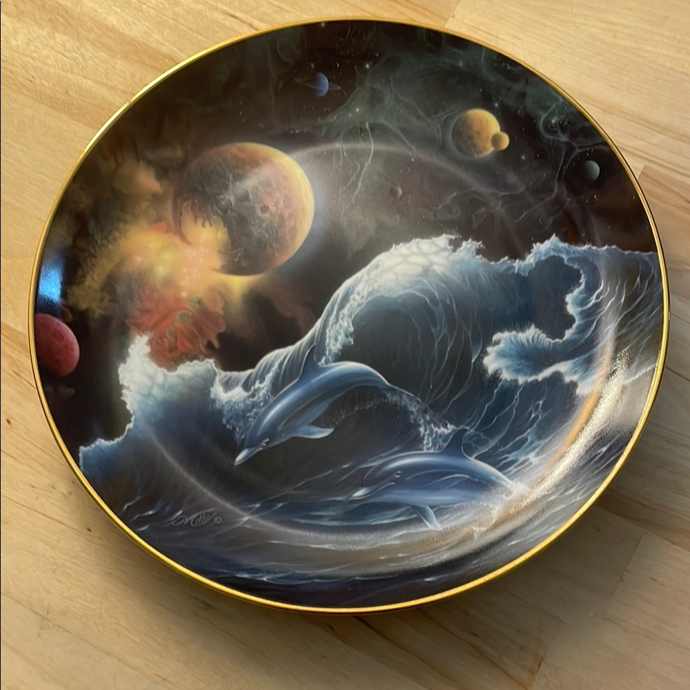 The Danbury Mint - Voyagers - David Miller - Dolphins and Planets Plate